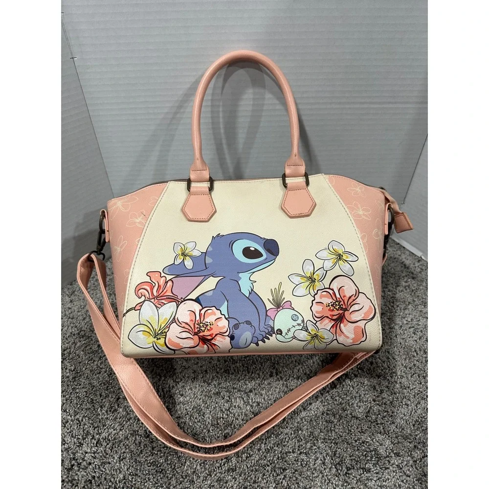 Satchel Bag Loungefly Disney Womens Pink Good Stitch Floral Tropical Scrump OS
